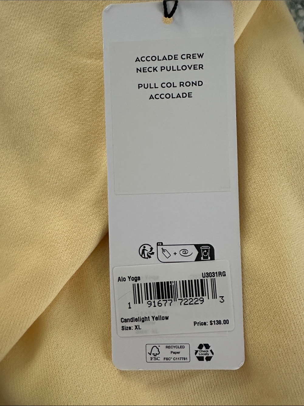 ALO Yoga Candelight Yellow Crewneck Pullover - Picture 2 of 10